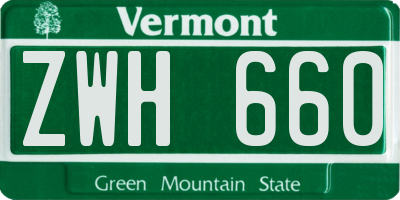 VT license plate ZWH660