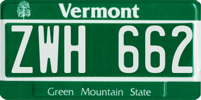 VT license plate ZWH662