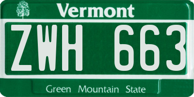 VT license plate ZWH663