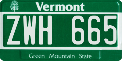 VT license plate ZWH665
