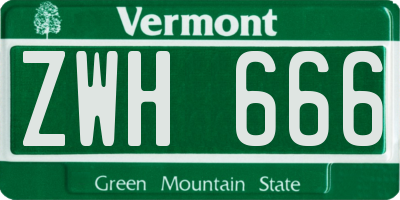 VT license plate ZWH666