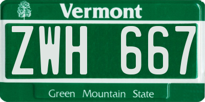VT license plate ZWH667