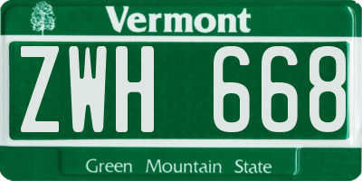 VT license plate ZWH668