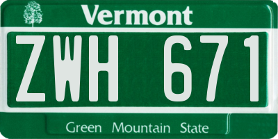 VT license plate ZWH671