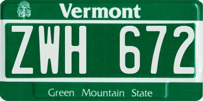 VT license plate ZWH672