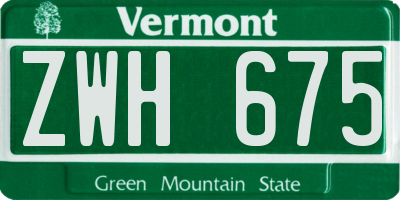 VT license plate ZWH675