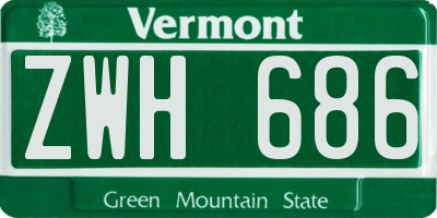 VT license plate ZWH686
