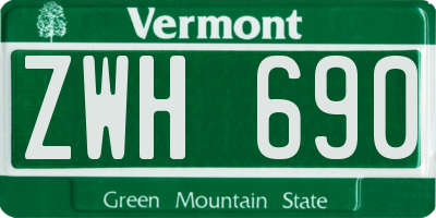 VT license plate ZWH690