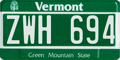 VT license plate ZWH694
