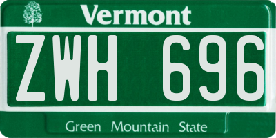 VT license plate ZWH696