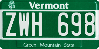 VT license plate ZWH698