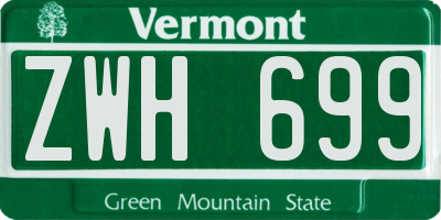 VT license plate ZWH699