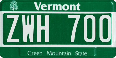 VT license plate ZWH700
