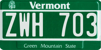 VT license plate ZWH703
