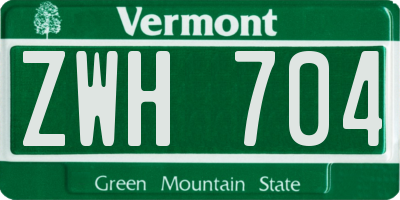 VT license plate ZWH704