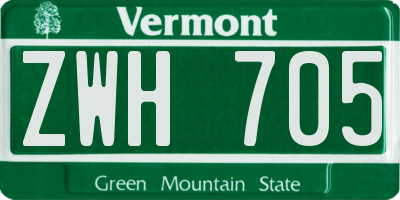 VT license plate ZWH705
