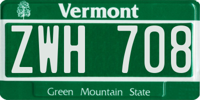 VT license plate ZWH708