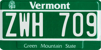 VT license plate ZWH709