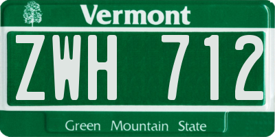 VT license plate ZWH712