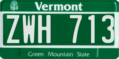 VT license plate ZWH713