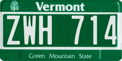 VT license plate ZWH714