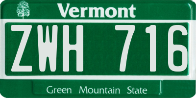 VT license plate ZWH716