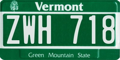 VT license plate ZWH718