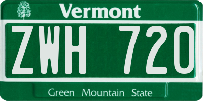VT license plate ZWH720