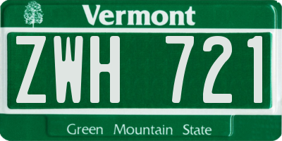 VT license plate ZWH721