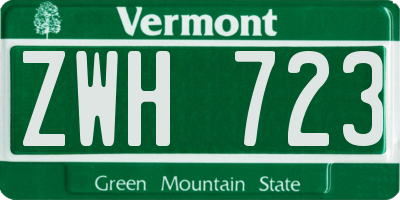 VT license plate ZWH723