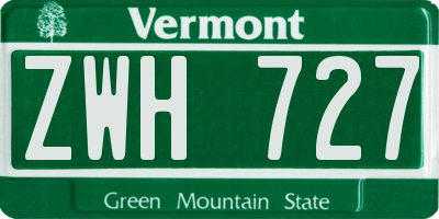 VT license plate ZWH727