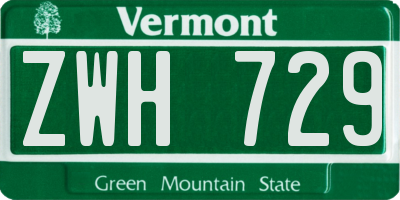 VT license plate ZWH729