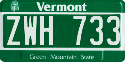 VT license plate ZWH733