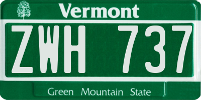 VT license plate ZWH737