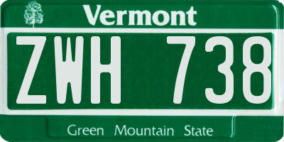 VT license plate ZWH738