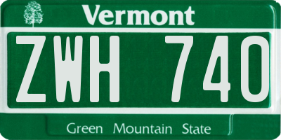 VT license plate ZWH740