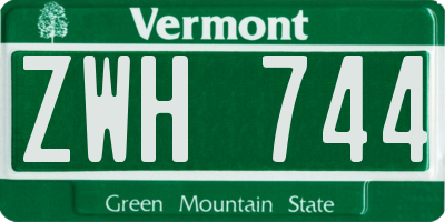 VT license plate ZWH744