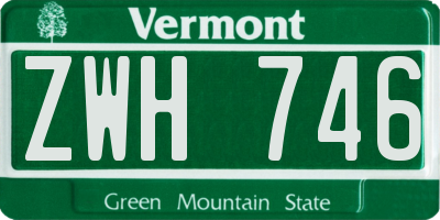 VT license plate ZWH746