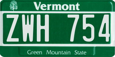 VT license plate ZWH754