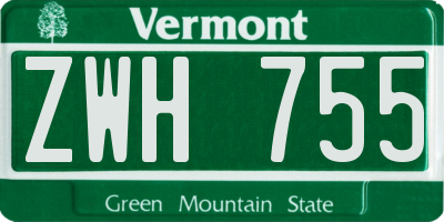 VT license plate ZWH755