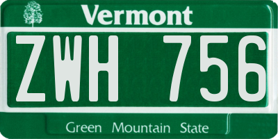 VT license plate ZWH756