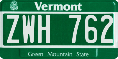 VT license plate ZWH762