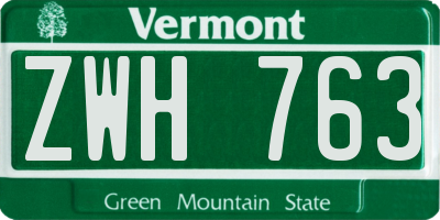 VT license plate ZWH763