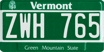 VT license plate ZWH765