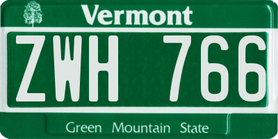 VT license plate ZWH766
