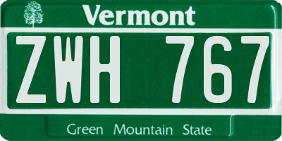 VT license plate ZWH767