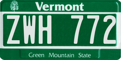 VT license plate ZWH772