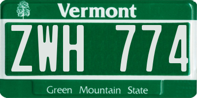 VT license plate ZWH774