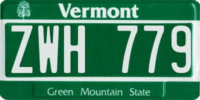 VT license plate ZWH779