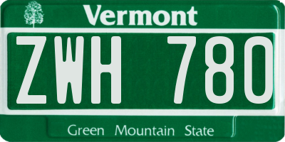 VT license plate ZWH780